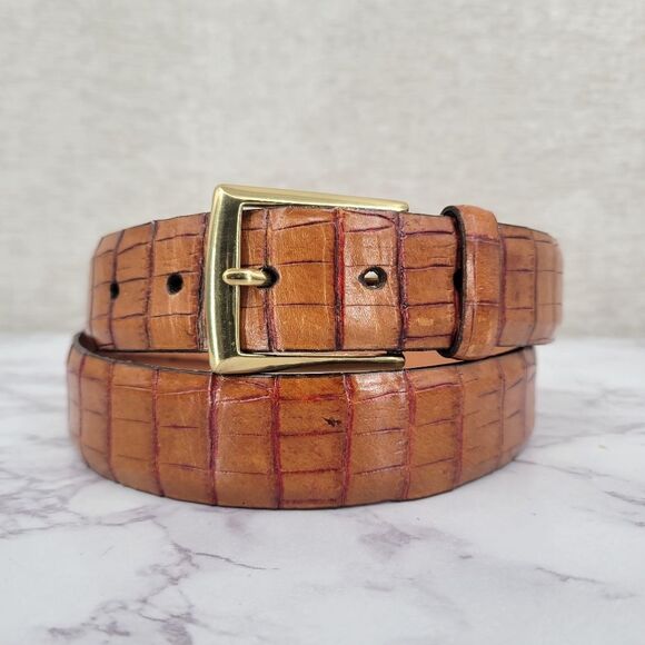 Martin Dingman Other - Martin Dingman Belt Alligator Grain Italian Calfskin Brass Buckle Men's Size 32
